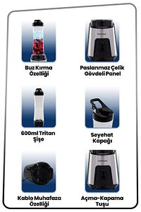 Mix Up Buz Kırma Özellikli Paslanmaz Çelik Bıçaklı Kişisel Smoothie Blender ürün fotoğrafı