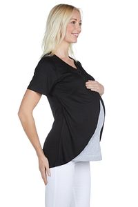Maternity 3502 Siyah Pamuklu Lohusa Emzirme Bluz ürün fotoğrafı