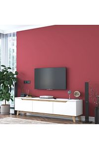 Rani D1 Tv Ünitesi Modern Ayaklı Tv Sehpası 180 Cm Beyaz - Sepet Ceviz ürün fotoğrafı