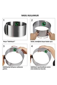 Kek Ve Pasta Paslanmaz Yuvarlak Kelepçeli Ayarlanabilir Kalıbı Çember Ayarlanır Pandispanya Kalıp ürün fotoğrafı
