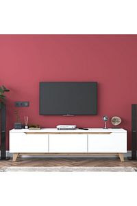 Rani D1 Tv Ünitesi Modern Ayaklı Tv Sehpası 180 Cm Beyaz - Sepet Ceviz ürün fotoğrafı