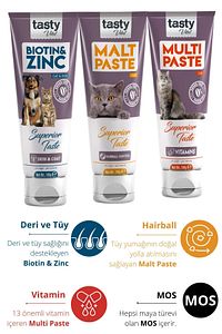 Kedi Malt Paste 100 Gr + Multi Cat Paste 100 Gr + Biotin Paste 100 Gr (3x100 Gr) ürün fotoğrafı