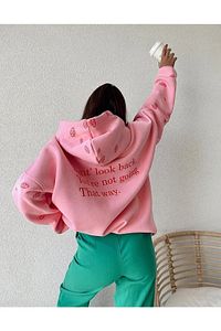 Pembe Oversize Eye Sweatshirt ürün fotoğrafı