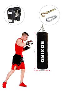 100 Cm X 30 Cm Siyah Boks Torbası Boks Eldiveni Tavan Kancası - 3' Lü Set - Dolu ürün fotoğrafı