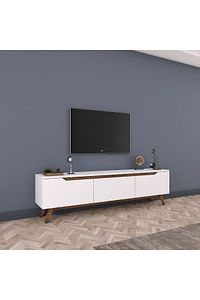 Rani D1 Tv Ünitesi Modern Ayaklı Tv Sehpası 180 Cm Beyaz - Minyatür Ceviz ürün fotoğrafı