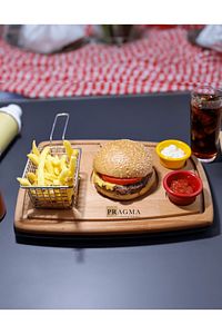 Ahşap Hamburger Sunum Tabağı ürün fotoğrafı