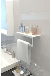 Havlu Tutacağı, Raf Metal Havlu Askısı Mutfak Banyo Raflı Havluluk, Metal Raflı Havluluk, Beyaz ürün fotoğrafı