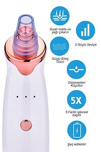 5 Başlıklı Cilt Temizleme Vakum Aleti Multifunctional Cleaning Instrument Kırmızı-beyaz Detay ürün fotoğrafı