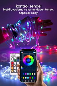 10 Metre Bluetooth Telefon Kontrollü Smart Şerit Led Sese Duyarlı Kumandalı Led Işık ürün fotoğrafı