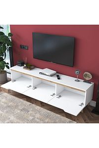 Rani D1 Tv Ünitesi Modern Ayaklı Tv Sehpası 180 Cm Beyaz - Sepet Ceviz ürün fotoğrafı