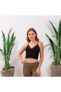 3'lü Crop Takım Askılı Dantelli Pedli Büstiyer Bluz ürün fotoğrafı