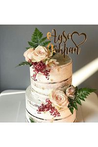 Pasta Çubuğu Kişiye Özel İsimli Pasta Süsü Söz-nişan-nikah Pleksi Ahşap ürün fotoğrafı