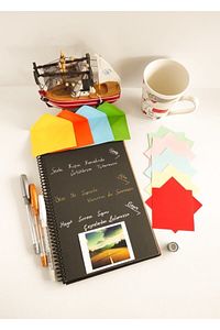 Siyah Yapraklı Defter Ahşap Kapaklı Fotograf Albüm Defteri ürün fotoğrafı