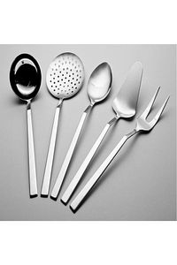 5 Parça Çelik Düz Servis Seti Kepçe Kevgir Spatula Makarna Kaşığı Takımı Çeyiz Mutfak Seti ürün fotoğrafı