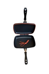 Granit Kare Double Grill Pan 32 Cm - Siyah Çift Taraflı Kullanılabilen Ayrılabilen Ikiz Tava ürün fotoğrafı