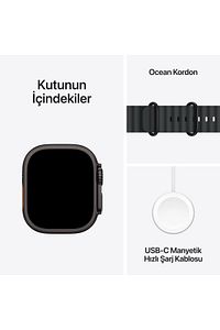 Watch Ultra 2 GPS + Cellular 49mm Black Titanium Case with Black Ocean Band ürün fotoğrafı