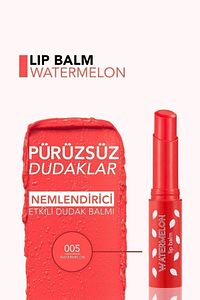 Shea ve Kakao Yağı İçeren Stik Renkli Dudak Nemlendiricisi - Lip Balm -005 WATERMELON-8690604555406 ürün fotoğrafı