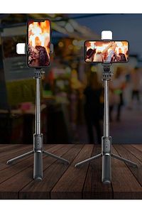 Işıklı Youtuber - Tiktok Selfie Çubuğu - Tripod - Bluetooth Kumandalı ! ürün fotoğrafı