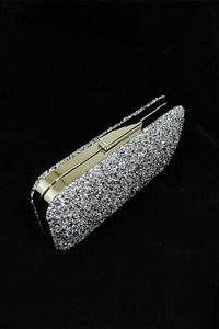 Yakamoz Kadın Gümüş Taşlı Abiye Clutch Portföy Çanta ürün fotoğrafı