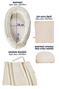 5 Parça Cocoon Unisex Seti Ultra Soft Krem Bebek Yuvası ürün fotoğrafı