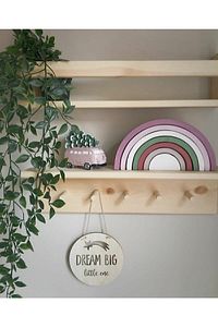 Ahşap Askılık Raf Ve Kitaplık Raf Eğitici Montessori Raf 2li 50 Cm ürün fotoğrafı