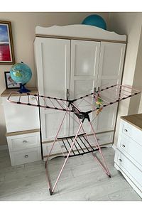 Pembe Renkli Kanatlı Kurutmalık Elbise Çamaşır Kurutmalığı Kalın Borulu Çamaşır Teli ürün fotoğrafı
