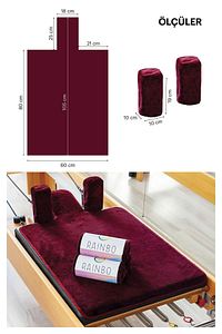 Bordo Pilates Reformer Havlusu Omuzluk Kılıfı, Kaydırmaz Reformer Mat Towel ürün fotoğrafı