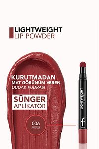 Hafif Yapılı Mat Dudak Pudrası (Pembe) - Lightweight Lip Powder - 006 Precious - 8682536007481 ürün fotoğrafı