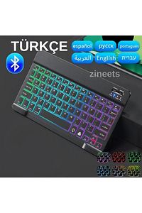 RGB Işıklı Kablosuz Bluetooth Klavye Mouse Seti Ultra Slim Tablet Telefon Windows Uyumlu ürün fotoğrafı