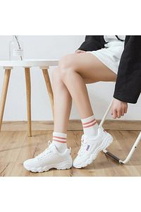 Unisex Beyaz Koton Ekonomik Desenli Tenis Çorap 8 Çift Klasik ürün fotoğrafı