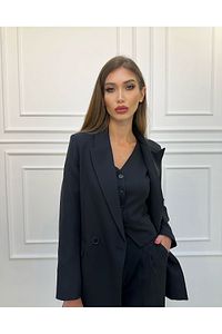 Limited Edition Ceket Yelek Palazzo Pantolon 3 Lü Takım Elbise ürün fotoğrafı