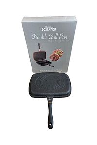Granit Kare Double Grill Pan 32 Cm - Siyah Çift Taraflı Kullanılabilen Ayrılabilen Ikiz Tava ürün fotoğrafı