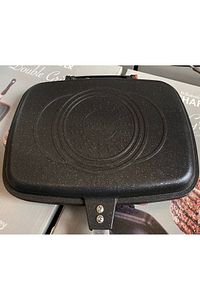 Granit Kare Double Grill Pan 32 Cm - Siyah Çift Taraflı Kullanılabilen Ayrılabilen Ikiz Tava ürün fotoğrafı
