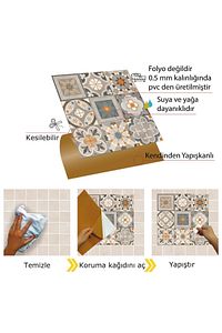Kendinden Yapışkanlı Apricot Desenli Pvc Karo 30x30 Cm (11 ADET) 1m2 ürün fotoğrafı