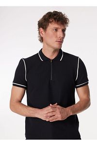 Lacivert Erkek Basic Jakarlı Polo T-shirt Vıdar ürün fotoğrafı