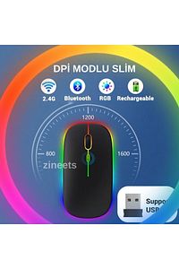 RGB Işıklı Kablosuz Bluetooth Klavye Mouse Seti Ultra Slim Tablet Telefon Windows Uyumlu ürün fotoğrafı
