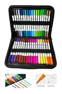 36 Lı Çift Uçlu Fırça Ve 0.4 Mm Fine Uçlu Marker Kalem Seti Cüzdanlık Kalem Seti Pro ürün fotoğrafı