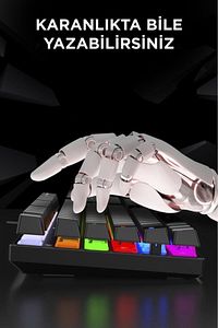 Tk-05 Kablolu Mekanik Blue Switch Rgb Işıklı Gaming Klavye Siyah ürün fotoğrafı