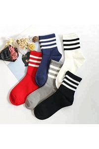 Unisex 5'li Çizgili Tenis Model Çorap - Ekstra Rahat Ve Esnek 5 Çift ürün fotoğrafı