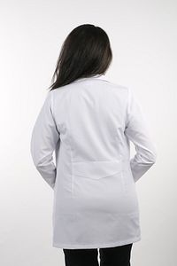 Kadın Beyaz Uzun Kollu 80 Cm Ceket Yaka Alpaka Öğretmen Doktor Eczacı Hemşire Önlüğü ürün fotoğrafı