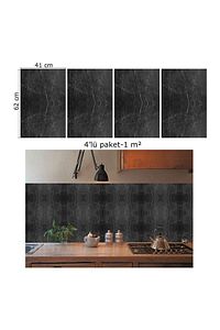 Kendinden Yapışkanlı Belgium Black Mermer Desenli Pvc Panel 41x62 Cm (4 ADET) 1 M² ürün fotoğrafı