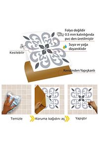 Kendinden Yapışkanlı Banyo Mutfak Kaplama Geometrik 07 Desenli Pvc Karo 30x30 Cm (11 ADET) 1 M2 ürün fotoğrafı