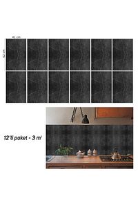 Kendinden Yapışkanlı Belgium Black Mermer Desenli Pvc Panel 41x62 Cm (4 ADET) 1 M² ürün fotoğrafı