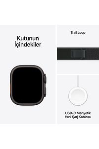 Watch Ultra 2 GPS + Cellular 49mm Black Titanium Case with Black Trail Loop - M/L ürün fotoğrafı