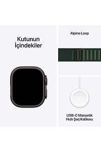 Watch Ultra 2 GPS + Cellular 49mm Black Titanium Case with Dark Green Alpine Loop - Large ürün fotoğrafı