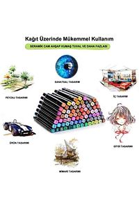 36’lı Çift Uçlu Touch Marker Art Tasarım Kalem Seti Stand Ve Çanta Hediyeli Ithal Ürün ürün fotoğrafı
