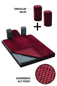 Bordo Pilates Reformer Havlusu Omuzluk Kılıfı, Kaydırmaz Reformer Mat Towel ürün fotoğrafı