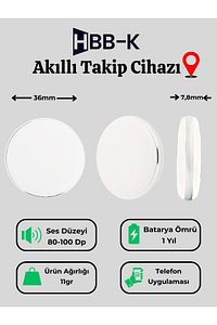 Hbb-k Beyaz Ios & Android Uyumlu Airtag Akıllı Gps Takip Cihazı ürün fotoğrafı