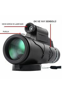 100x80 Zoom Lazer Işıklı El Fenerli Hd Teleskop Dürbün ürün fotoğrafı