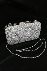 Yakamoz Kadın Gümüş Taşlı Abiye Clutch Portföy Çanta ürün fotoğrafı